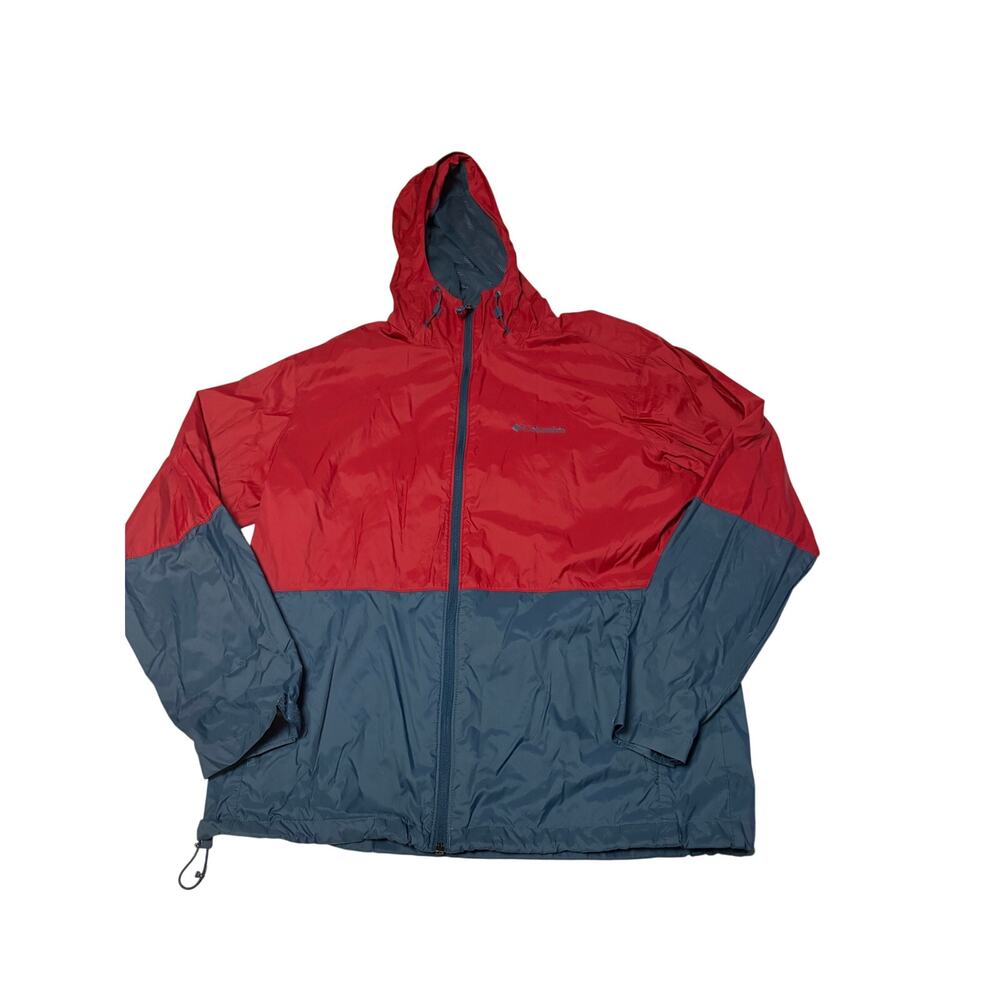 Columbia Sportwear Men’s Roan Mountain Jacket - red and gray/blue Large raincoat